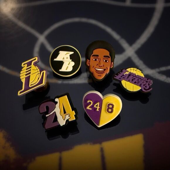 NBA Kobe Bryant Lakers Basketball Croc Shoe Charms Set of 7 A33 - Picture 1 of 2